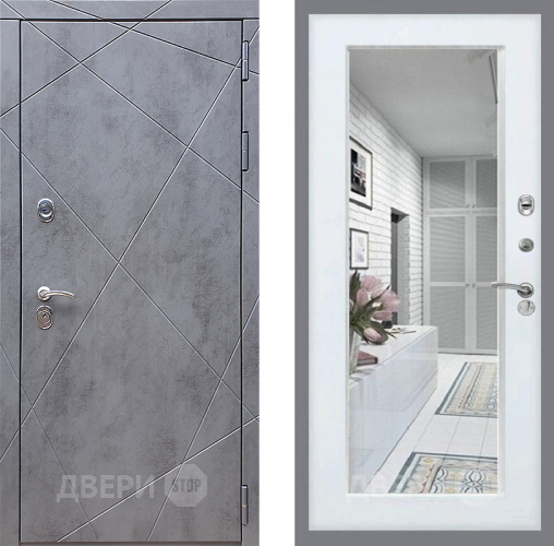 Входная металлическая Дверь Стоп Лучи Зеркало Белый ясень в Павловском Посаде