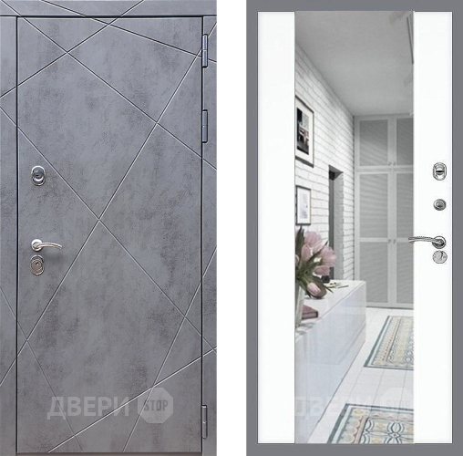 Входная металлическая Дверь Стоп Лучи Зеркало СБ-16 Силк Сноу в Павловском Посаде