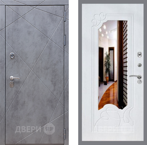 Входная металлическая Дверь Стоп Лучи ЗкркалоФЛ-147 Ясень белый в Павловском Посаде