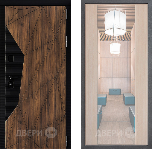 Входная металлическая Дверь Дверной континент ДК-11 ФЛЗ-1 Зеркало Капучино в Павловском Посаде