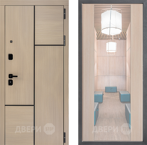 Входная металлическая Дверь Дверной континент ДК-14 ФЛЗ-1 Зеркало Капучино в Павловском Посаде