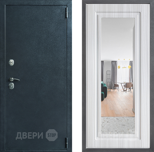 Входная металлическая Дверь Дверной континент ДК-70 Дизайн ФЛЗ Зеркало Сандал белый в Павловском Посаде