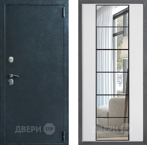 Входная металлическая Дверь Дверной континент ДК-70 Дизайн ФЛЗ-2 Зеркало Белый софт в Павловском Посаде
