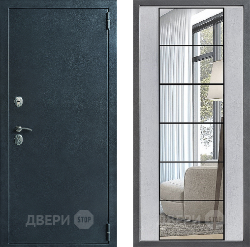 Входная металлическая Дверь Дверной континент ДК-70 Дизайн ФЛЗ-2 Зеркало Бетон светлый в Павловском Посаде
