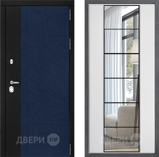 Входная металлическая Дверь Дверной континент ДК-9 ФЛЗ-2 Зеркало Белый софт в Павловском Посаде