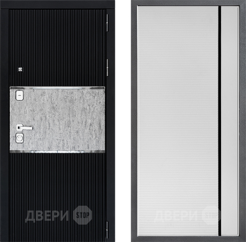 Входная металлическая Дверь Дверной континент ДК-13 ФЛ-757 Черное Стекло Софт милк в Павловском Посаде