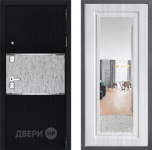 Входная металлическая Дверь Дверной континент ДК-13 ФЛЗ Зеркало Сандал белый в Павловском Посаде