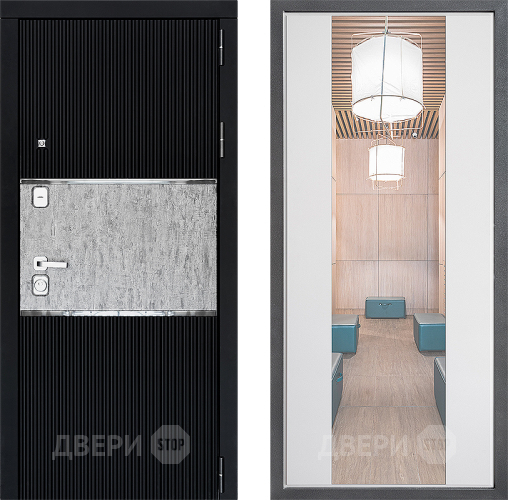 Входная металлическая Дверь Дверной континент ДК-13 ФЛЗ-1 Зеркало Белый софт в Павловском Посаде