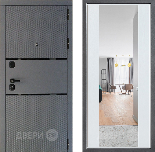 Дверь Дверной континент Диамант Дизайн ФЛЗ-1 Зеркало Белое дерево в Павловском Посаде