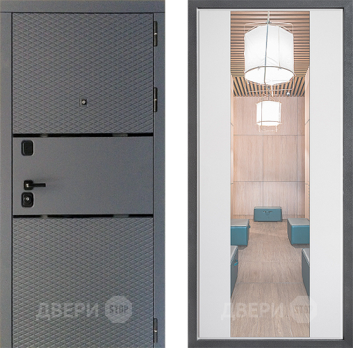 Дверь Дверной континент Диамант Дизайн ФЛЗ-1 Зеркало Белый софт в Павловском Посаде