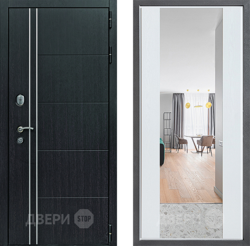 Входная металлическая Дверь Дверной континент Теплолюкс Дизайн ФЛЗ-1 Зеркало Белое дерево в Павловском Посаде