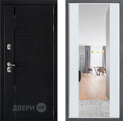 Входная металлическая Дверь Дверной континент ДК-1 ФЛЗ-1 Зеркало Белое дерево в Павловском Посаде