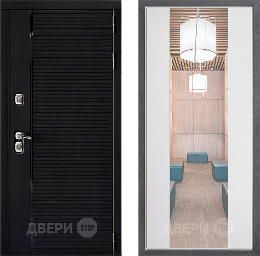 Входная металлическая Дверь Дверной континент ДК-1 ФЛЗ-1 Зеркало Белый софт в Павловском Посаде