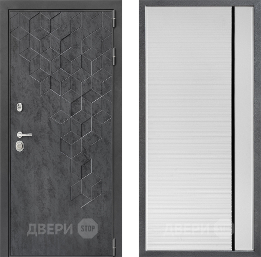 Входная металлическая Дверь Дверной континент ДК-3/713 ФЛ-757 Черное Стекло Софт милк в Павловском Посаде
