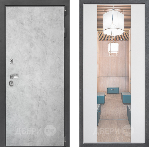 Входная металлическая Дверь Дверной континент ДК-3/743 ФЛЗ-1 Зеркало Белый софт в Павловском Посаде