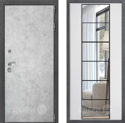 Входная металлическая Дверь Дверной континент ДК-3/743 ФЛЗ-2 Зеркало Белый софт в Павловском Посаде