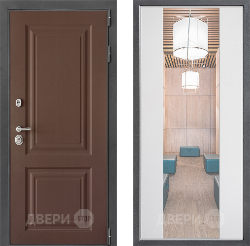 Входная металлическая Дверь Дверной континент ДК-3/729 ФЛЗ-1 Зеркало Белый софт в Павловском Посаде
