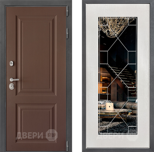 Входная металлическая Дверь Дверной континент ДК-3/729 ФЛ-Тиффани Зеркало Белое дерево в Павловском Посаде