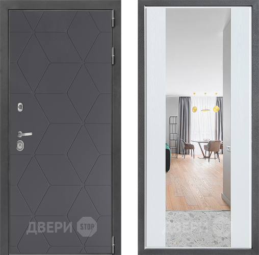 Входная металлическая Дверь Дверной континент ДК-3/744 ФЛЗ-1 Зеркало Белое дерево в Павловском Посаде