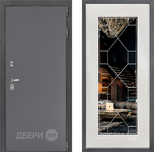 Дверь Дверной континент ДК-3/649 ФЛ-Тиффани Зеркало Белое дерево в Павловском Посаде