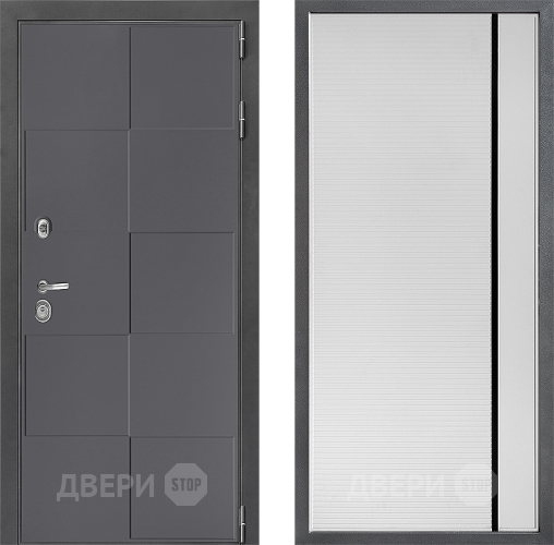 Входная металлическая Дверь Дверной континент ДК-3/606 ФЛ-757 Черное Стекло Софт милк в Павловском Посаде