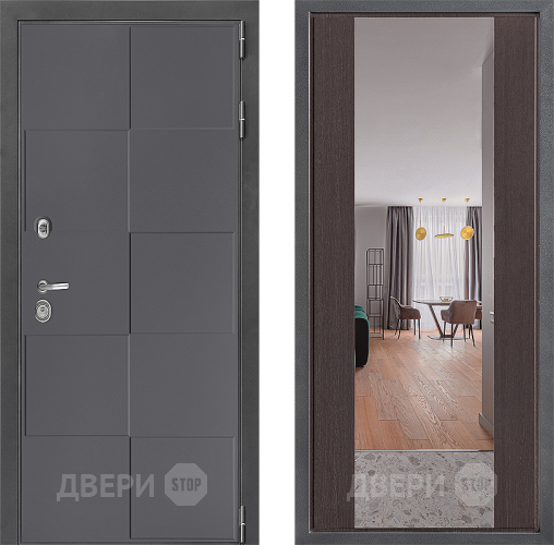 Входная металлическая Дверь Дверной континент ДК-3/606 ФЛЗ-1 Зеркало Венге в Павловском Посаде