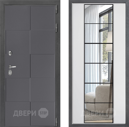 Входная металлическая Дверь Дверной континент ДК-3/606 ФЛЗ-2 Зеркало Белый софт в Павловском Посаде