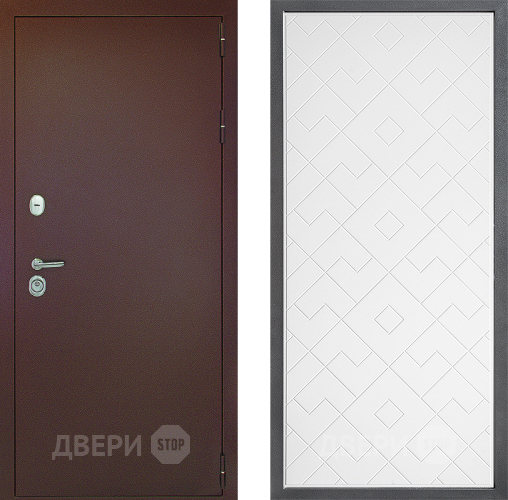 Входная металлическая Дверь Дверной континент Рубикон Медь Дизайн ФЛ-Тиффани Белый софт в Павловском Посаде