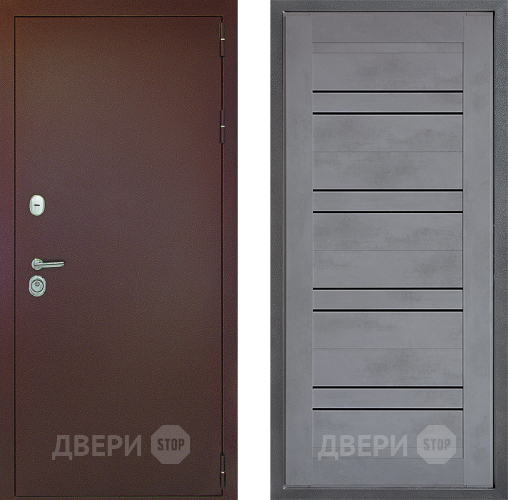 Входная металлическая Дверь Дверной континент Рубикон Медь Дизайн ФЛ-49 Бетон серый в Павловском Посаде