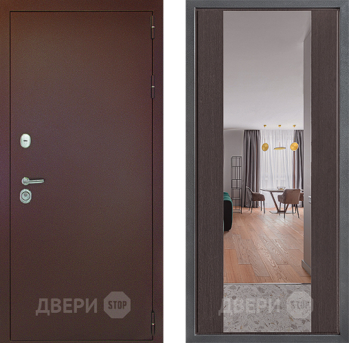 Дверь Дверной континент Рубикон Медь Дизайн ФЛЗ-1 Зеркало Венге в Павловском Посаде
