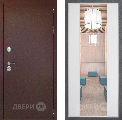 Дверь Дверной континент Рубикон Медь Дизайн ФЛЗ-1 Зеркало Белый софт в Павловском Посаде