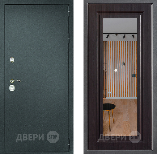 Дверь Дверной континент Рубикон Серебро Дизайн ФЛЗ Зеркало Венге в Павловском Посаде
