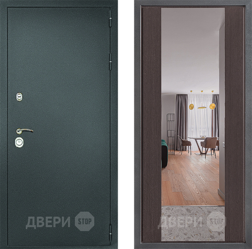 Дверь Дверной континент Рубикон Серебро Дизайн ФЛЗ-1 Зеркало Венге в Павловском Посаде