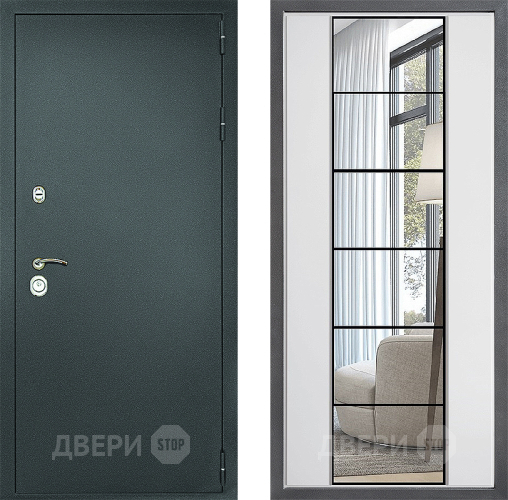Дверь Дверной континент Рубикон Серебро Дизайн ФЛЗ-2 Зеркало Белый софт в Павловском Посаде