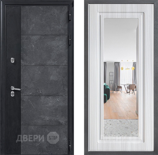 Входная металлическая Дверь Дверной континент ДК-15 Бетон ТЕРМО ФЛЗ Зеркало Сандал белый в Павловском Посаде