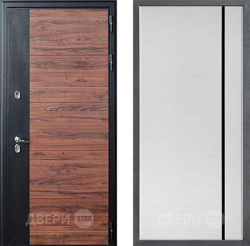 Входная металлическая Дверь Дверной континент ДК-15 Красное Дерево ТЕРМО ФЛ-757 Черное Стекло Софт милк в Павловском Посаде
