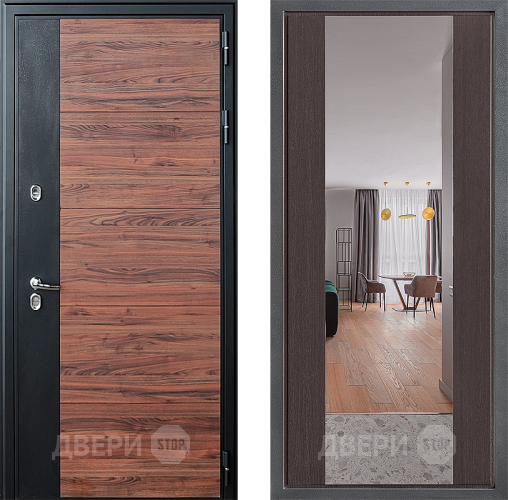 Входная металлическая Дверь Дверной континент ДК-15 Красное Дерево ТЕРМО ФЛЗ-1 Зеркало Венге в Павловском Посаде