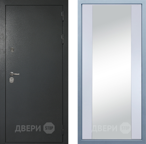 Входная металлическая Дверь Дива МД-40 Титан Д-15 Зеркало Белый в Павловском Посаде