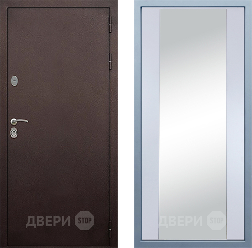 Входная металлическая Дверь Дива МД-40 Медь Д-15 Зеркало Белый в Павловском Посаде