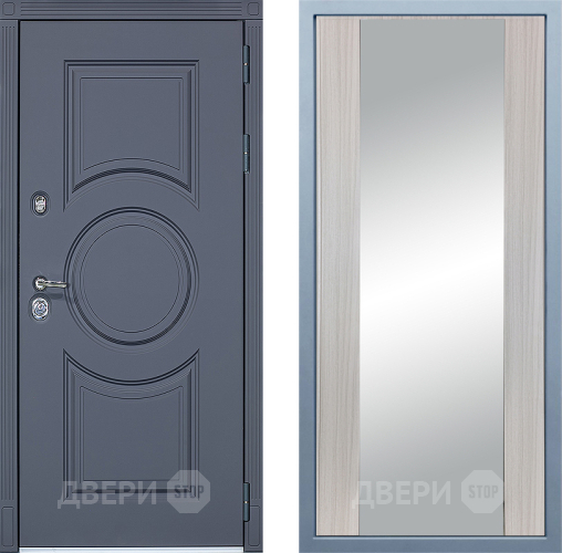 Входная металлическая Дверь Дива МХ-30 STR Д-15 Зеркало Сандал белый в Павловском Посаде