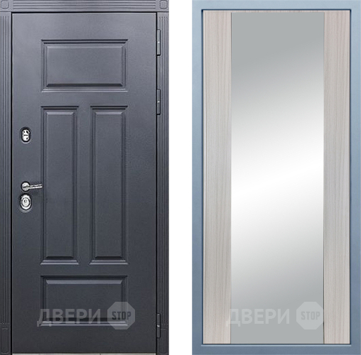 Входная металлическая Дверь Дива МХ-29 STR Д-15 Зеркало Сандал белый в Павловском Посаде
