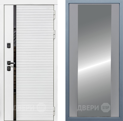 Входная металлическая Дверь Дива МХ-45 Белая STR Д-15 Зеркало Силк Маус в Павловском Посаде