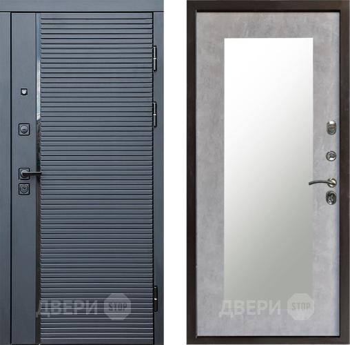 Входная металлическая Дверь Престиж Черная Линия Зеркло Пастораль Бетон светлый в Павловском Посаде