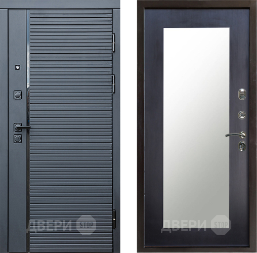 Входная металлическая Дверь Престиж Черная Линия Зеркло Пастораль Венге в Павловском Посаде