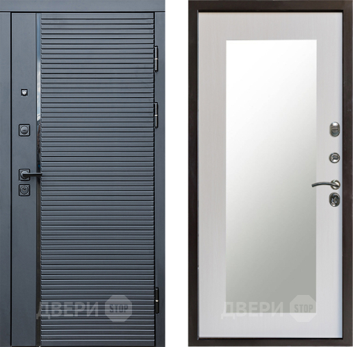 Входная металлическая Дверь Престиж Черная Линия Зеркло Пастораль Лиственница белая в Павловском Посаде