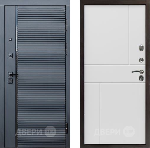 Входная металлическая Дверь Престиж Черная Линия Горизонт Бетон белый в Павловском Посаде