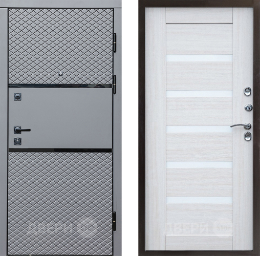 Входная металлическая Дверь Престиж Ромб Царга Лиственница белая в Павловском Посаде