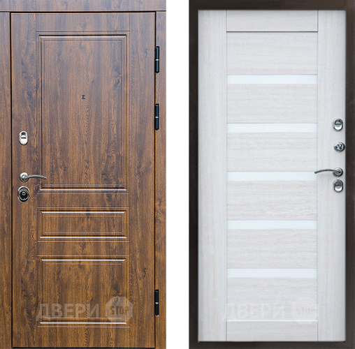 Входная металлическая Дверь Престиж Классика Дуб Царга Лиственница белая в Павловском Посаде