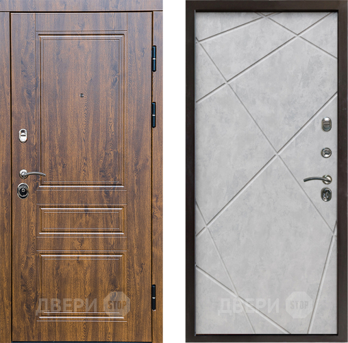 Входная металлическая Дверь Престиж Классика Дуб Лучи Бетон светлый в Павловском Посаде