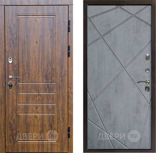 Входная металлическая Дверь Престиж Классика Дуб Лучи Бетон темный в Павловском Посаде